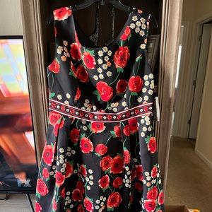 Black dress with red flowers beautiful photos don’t do this dress justice